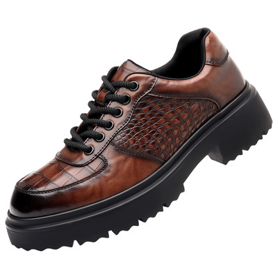 厚底皮鞋男款大头2025春秋季新款爆款增高透气英伦商务休闲德比鞋