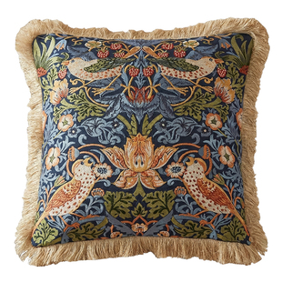 MINE/寐Morris&Co纯棉刺绣抱枕套枕芯枕头高端抱枕  草莓小偷蓝