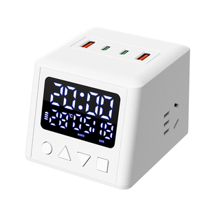 智能桌面扩展插座多功能2USB2C快充插排时钟日历转换器长线插线板