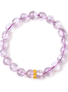 天然紫锂辉贵人石水晶手串18K金