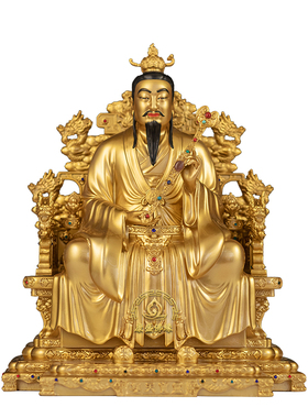 黄铜金漆三清祖师像供奉客厅摆件