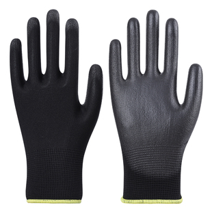 劳保手套防静电pu涂掌黑色防滑耐磨尼龙薄款透气电子女士工作干活