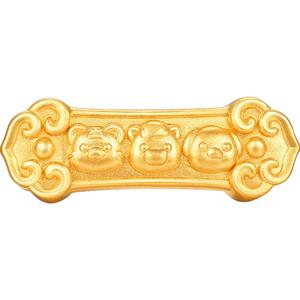 明牌珠宝5D硬金生肖手链 黄金三合转运福牌足金红玉髓手串AFP0706