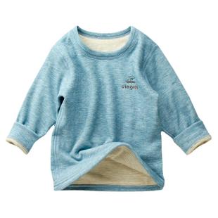 蚕丝棉儿童保暖秋衣双层内搭单件上衣男童保暖女宝宝加厚打底衫冬