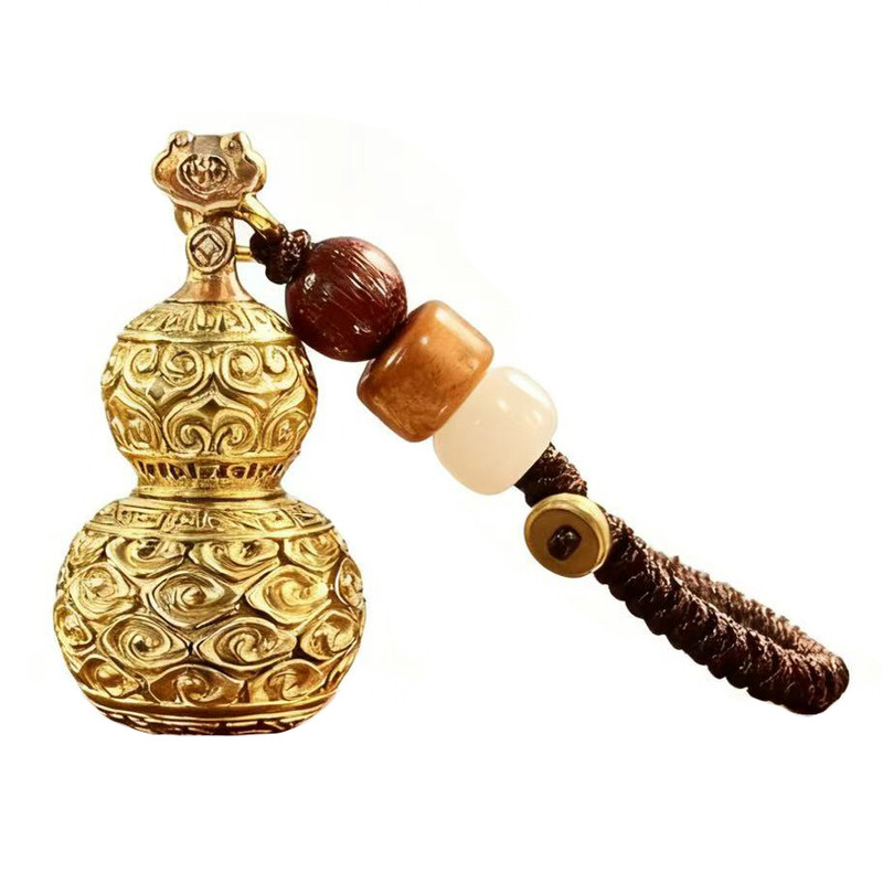 青炙如意祥云葫芦摆件黄铜挂件纯铜手把件汽车挂饰礼物钥匙扣国风