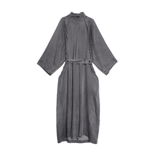 天丝牛仔 半圆原创设计2026春秋连衣裙女中袖荡领小众设计感