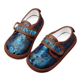 孔雀绿中国风儿童汉服鞋男女童千层底手工布鞋宝宝春秋款室内单鞋