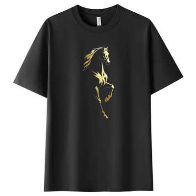 【八方来财马年】新款300克重磅纯棉短袖男T恤夏季休闲上衣打底衫