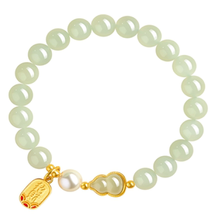 天然和田玉手串晴水葫芦手链女款真品官方旗舰店新疆玉石串珠手饰