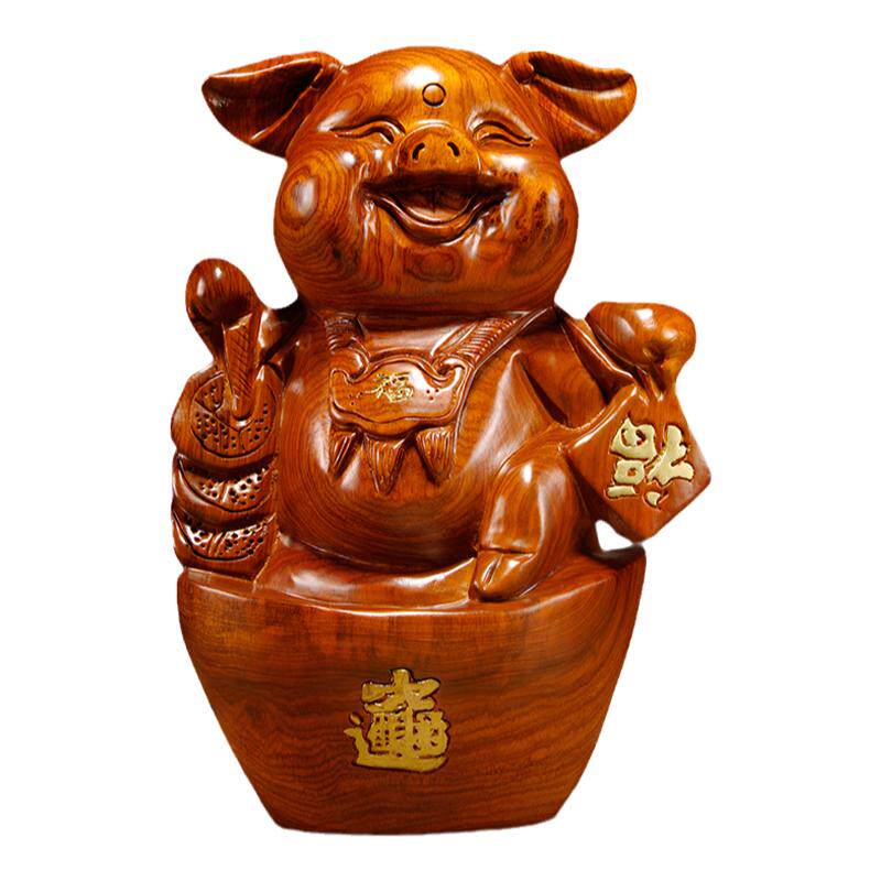 摆件可爱猪家居客厅生日送礼木雕