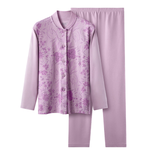 春织老人保暖内衣开衫纯棉套装加厚妈妈秋衣秋裤女中老年棉毛衫男