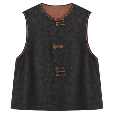 萧娘【‌吉祥如意】绞罗香云纱新中式马甲桑蚕丝宽松国风马夹2599