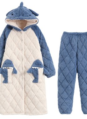 芬腾正品秋冬季女夹棉加厚家居服