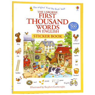 Usborne旗舰店 原版英文 First thousand words in English sticker book基础英语1000词 尤斯伯恩贴纸书 原版英文绘本早教启蒙书