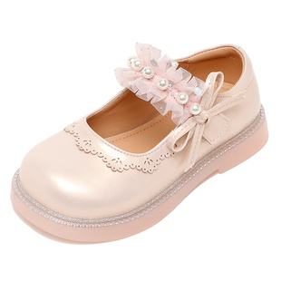 舞玛女童鞋子儿童皮鞋2026春秋季新款女宝宝仙女风软底网纱公主鞋