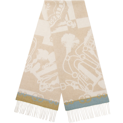 siggi欧式复古白中白羊绒围巾