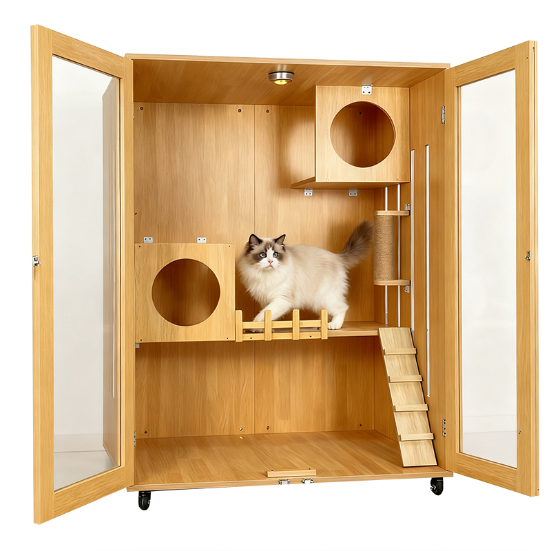 猫屋实木猫别墅家用猫咪屋舍豪华猫笼子猫咪窝封闭式猫笼猫柜猫舍