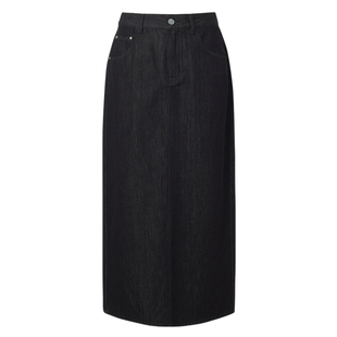 伊芙丽outlets店蓬松感全棉美式复古水洗H型牛仔长裙休闲春秋女装