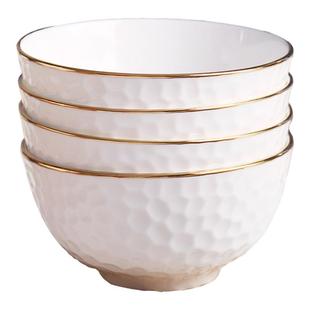 描金边吃饭陶瓷碗家用景德镇骨瓷餐具米饭碗大号碗吃面碗小汤碗