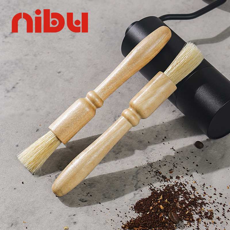 新品  清洁刷 木质咖啡粉清理刷 咖啡机磨豆机清洁毛刷猪鬃圆头刷