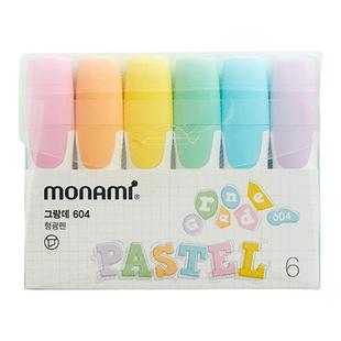 慕那美旗舰店 韩国monami进口新款Grange Highlighter 604柔和色快干荧光笔记号笔学习办公圈重点彩色涂鸦