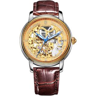 雷克斯ROCOS品牌潮流复古全自动机械表手表男表镂空防水圣诞礼物