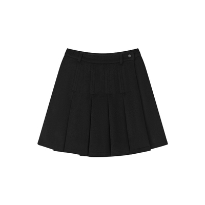 100%羊毛呢百褶搭片裙百搭半身裙