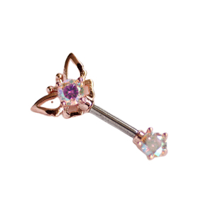 爱心蝴蝶耳骨钉小众设计感独特双头穿刺粗杆耳钉辣妹新潮韩国时髦