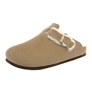 UBZ 防水加绒勃肯拖鞋男士外穿2026秋冬新款休闲百搭真皮厚底棉鞋