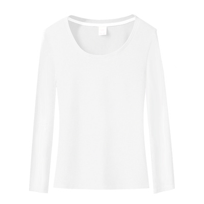 纯棉黑色打底衫女长袖薄款秋衣