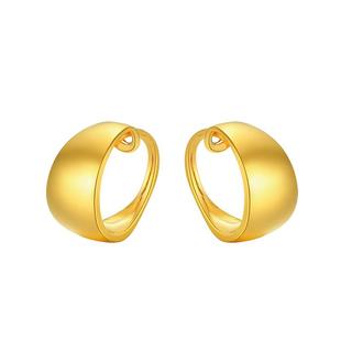 潮宏基御范黄金耳饰足金耳环耳扣光面百搭送妈妈计价生日礼物