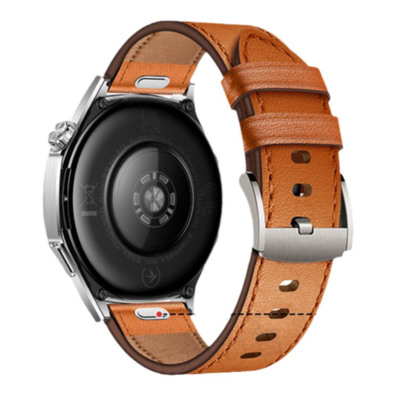 适用华为GT5手表带gt5pro按压式真皮watchgt5同款按压GT4运动gt3腕表2pro智能watch4pro红色男式棕色牛皮带