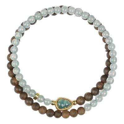 蓝水翡翠手链情绪稳定木质檀香