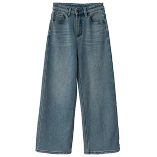 好看巨显瘦高腰加厚加绒阔腿牛仔裤女冬季宽松直筒2025新款裤子冬