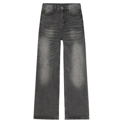水洗灰2021M经典直筒阔腿牛仔裤