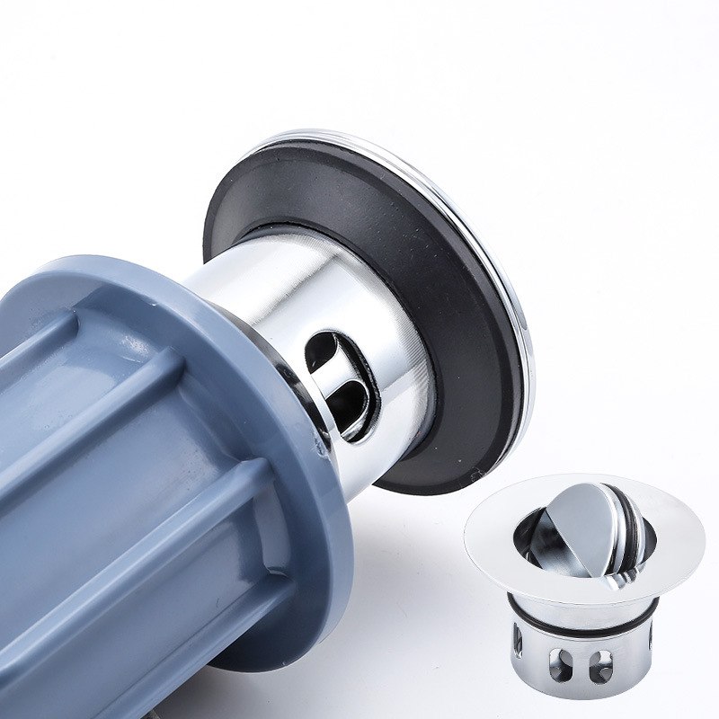 丽雅半钢塑料下水器不锈钢翻板式下水头带提篮过滤毛发台盆落水器