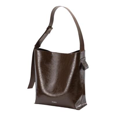 FOFO流浪包原创小众设计师油蜡皮百搭通勤大容量牛皮单肩斜挎女包