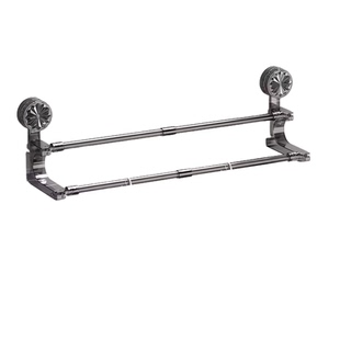 浴室免打孔毛巾架卫生间不锈钢可伸缩旋转吸盘毛巾挂杆单杆置物架