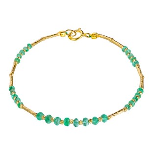 若华珠宝翠竹 赞比亚祖母绿手链女18K金满天星彩宝手串手饰定制