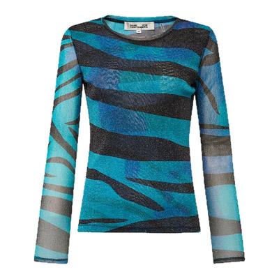 [重工金属网纱]DVF2026新款金属蓝黑水墨虎纹网纱长袖上衣BL4T013