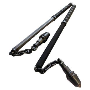 手工纯钢实战连枷锤实心大威力哨子棍便携防身车载破窗安防打狗棒