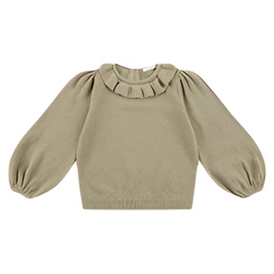 Happyology英国秋上衣女童毛衣童装山羊绒宝宝圆领套头荷叶边毛衫