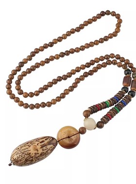 中国风木项链脖子吊坠T恤配饰