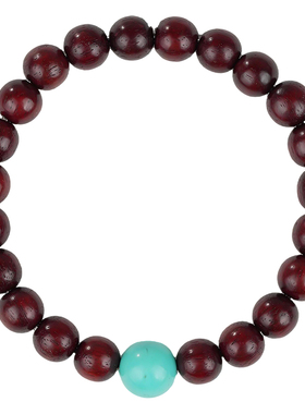 高瓷绿松串珠小叶紫檀檀木质手链