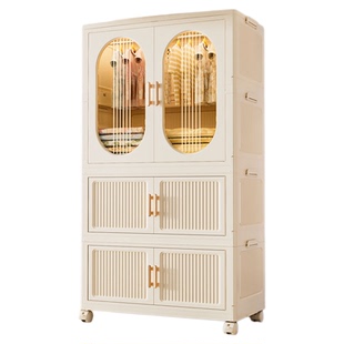 意式衣柜家用卧室轻奢奶油风简易组装储物柜子组合儿童收纳大衣橱