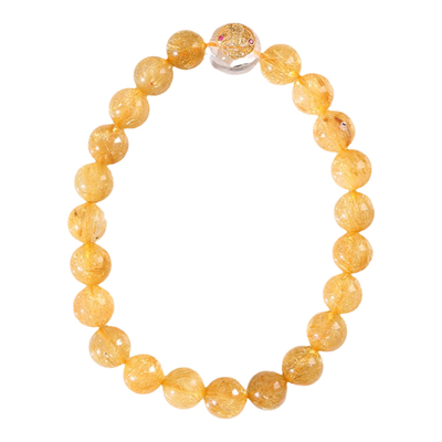 吉饰坊金发晶水晶手链女黄钛晶黄发晶手串送礼情人节礼物男女同款