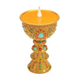 闯隆LED电子酥油灯灯座 掐丝镶嵌彩珠供佛灯 家用长明灯灯盏烛台