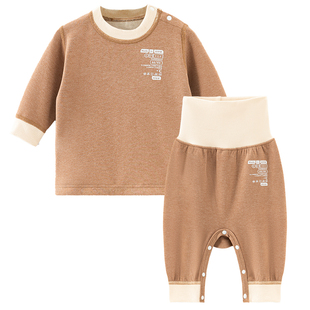 德绒婴儿分体套装春秋保暖内衣高腰秋衣秋裤男女宝宝睡衣秋冬加厚