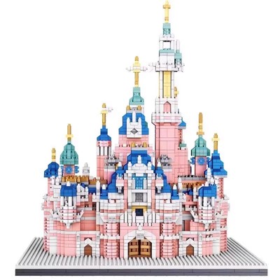 【全网爆款】樱花雪景城堡积木
