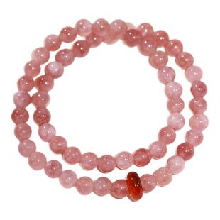 双层叠戴红玛瑙平安扣粉色水晶手链女款2026新款高级感草莓晶手串